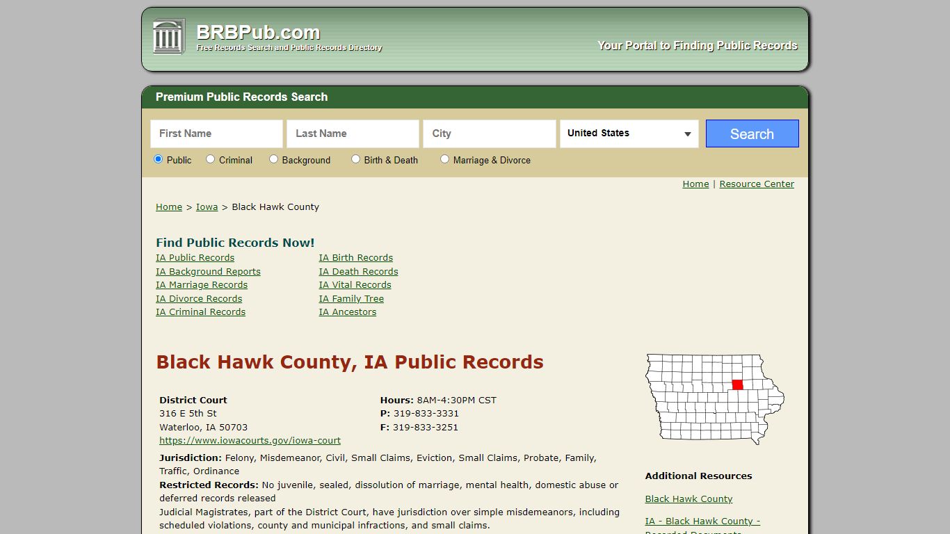 Black Hawk County, IA Public Records - BRB Pub
